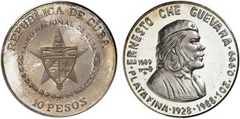 1989. Cuba. 10 pesos. (Kr. 163). 31,11 g. ... 