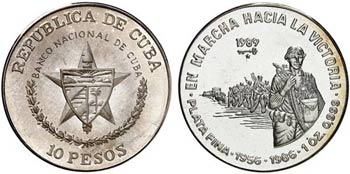 1989. Cuba. 10 pesos. (Kr. 164). 31,11 g. ... 