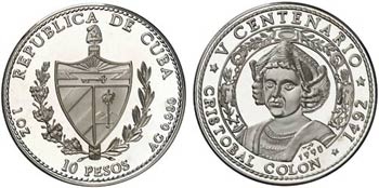 1990. Cuba. 10 pesos. (Kr. 265). 31,08 g. ... 