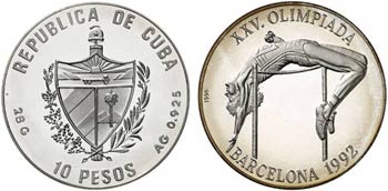 1990. Cuba. 10 pesos. (Kr. 345). 28,08 g. ... 