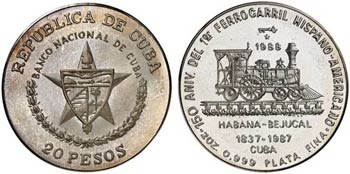 1988. Cuba. 20 pesos. (Kr. 232). 62,13 g. ... 