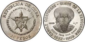 1988. Cuba. 20 pesos. (Kr. 236). 62,15 g. ... 