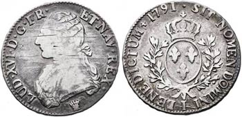 1791. Luis XVI. I (Limoges). 1 ecu. (Kr. ... 