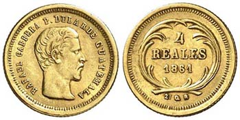 1861. Guatemala. 4 reales. (Fr. 37) (Kr. ... 