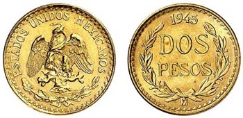 1945. México. 2 pesos. (Fr. 171R) (Kr. ... 