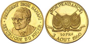 1960. Níger. 10 francos. (Fr. 4) (Kr. 1). 4 ... 