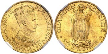 1910. Noruega. Haakon VII. 20 coronas. (Fr ... 