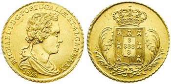 1828. Portugal. Miguel I. 2 escudos (1/2 ... 