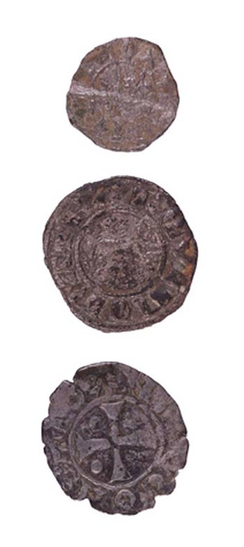 Lote de 3 monedas medievales: 1 òbol de ... 