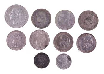 1884 a 1933. 50 céntimos (dos), 1 peseta ... 
