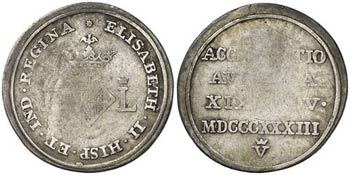 1833. Isabel II. Valencia. Medalla de ... 