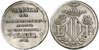 1843. Isabel II. Valencia. Mayoría de edad. ... 