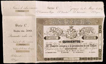 1857. Banco de Zaragoza. 500 reales de ... 