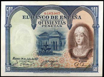 1927. 500 pesetas. (Ed. B111) (Ed. 327). 24 ... 