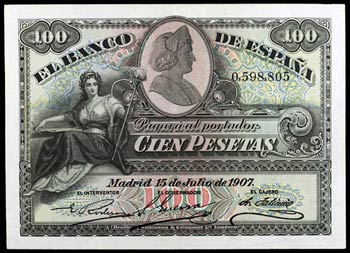 1907. 100 pesetas. (Ed. BD10) (Ed. 409A). 15 ... 