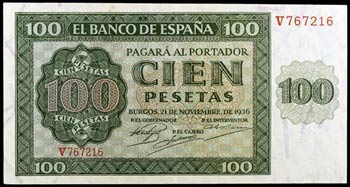1936 Burgos. 100 pesetas. (Ed. D22a) (Ed. ... 