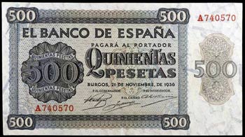 1936. Burgos. 500 pesetas. (Ed. D23) (Ed. ... 