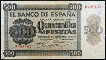 1936. Burgos. 500 pesetas. (Ed. D23a) (Ed. ... 