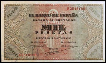 1938. Burgos. 1000 pesetas. (Ed. D35) (Ed. ... 