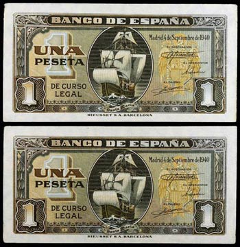 1940. 1 peseta. (Ed. D43a) (Ed. 442a). 4 de ... 