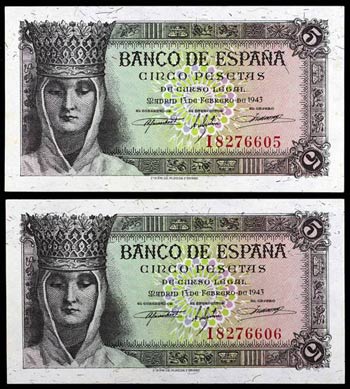 1943. 5 pesetas. (Ed. 446a) (Ed. D47a). 13 ... 