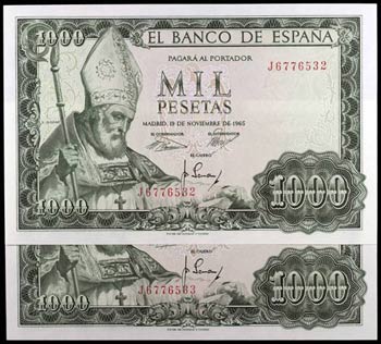 1965. 1000 pesetas. (Ed. D72a) (Ed. 471a). ... 