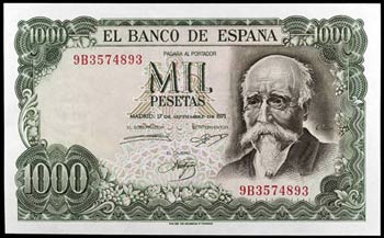 1971. 1000 pesetas. (Ed. D75c var) (Ed. ... 