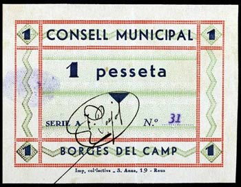 Borges del Camp, les. 25, 50 céntimos (dos) ... 