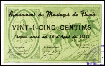 Montagut de Fluvià. 25, 50 céntimos y 1 ... 