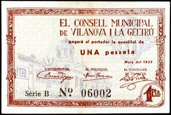 Vilanova i la Geltrú. 25 céntimos y 1 ... 