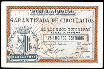 Carcagente (Valencia). 25 y 50 céntimos. ... 