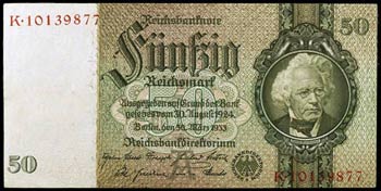1933. Alemania. Reichsbank. 50 reichsmark. ... 