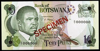 s/d (1982). Botswana. Banco de Botswana. 10 ... 