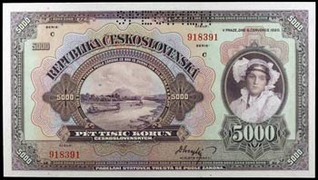 1920. Checoslovaquia. 5000 coronas. (Pick ... 