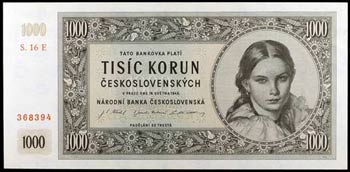 1945. Checoslovaquia. Banco Nacional. 1000 ... 