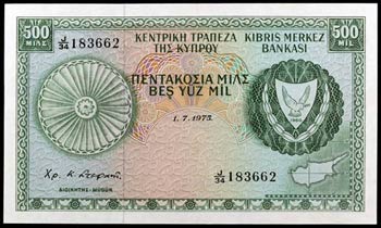 1975. Chipre. Banco Central. 500 mils. (Pick ... 