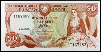 1989. Chipre. Banco Central. 50 centavos. ... 