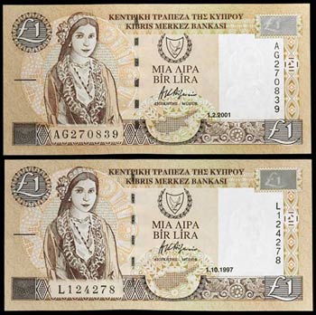 1997 y 2001. Chipre. Banco Central. 1 libra. ... 