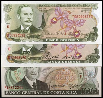 1983 y 1990 (dos). Costa Rica. Banco ... 