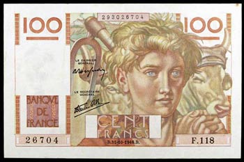 1946. Francia. Banco de Francia. 100 ... 
