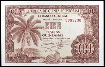 1969. Guinea Ecuatorial. Banco Central. 100 ... 