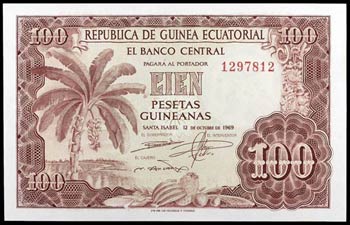 1969. Guinea Ecuatorial. Banco Central. 100 ... 