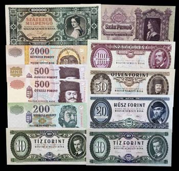 1930 a 2001. Hungría. 100 y 100000 pengo, ... 