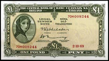 1969. Irlanda. Banco Central. 1 libra. (Pick ... 