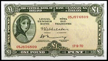 1970. Irlanda. Banco Central. 1 libra. (Pick ... 