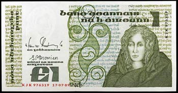 1989. Irlanda. Banco Central. 1 libra. (Pick ... 