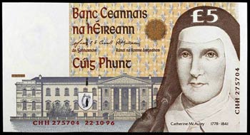 1996. Irlanda. Banco Central. 5 libras. ... 