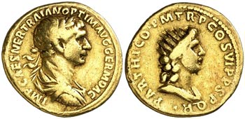 (117 d.C.). Trajano. Áureo. (Spink 3100) ... 