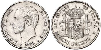 1882/1*1882. Alfonso XII. MSM. 1 peseta. ... 
