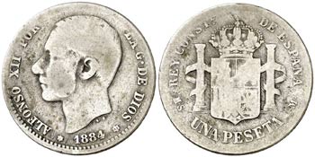 1884*--84. Alfonso XII. MSM. 1 peseta. (AC. ... 